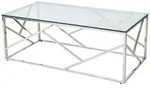 Livetastic Couchtisch, Klar, Silber, Metall, Glas, rechteckig, eckig, 60x45x120 cm,