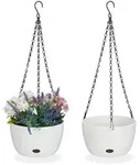 Relaxdays 2Xblumenampel, Wei&szlig;, Kunststoff, Metall, 56 cm, Dekoration, Blumen &