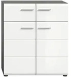 Mid.you Schuhschrank, Wei&szlig; Hochglanz, Kunststoff, 4 F&auml;cher, 2 Schublade(n)