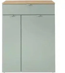 Schuhschrank Bari, Eiche Artisan, Schilfgr&uuml;n, Kunststoff, 3 F&auml;cher, 1 Schublade(n)