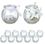 Relaxdays 12Xwindlicht, Transparent, Glas, Textil, 7.5 cm, Dekoration, Kerzen &