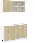 vidaXL K&uuml;chenschrank-Set, Braun, Holzwerkstoff, 80x81.5x46 cm, K&uuml;chen,