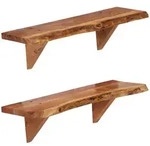 vidaXL Wandregalset, Braun, Holz, Akazie, Rechteckig, 60x18x20 cm, Wohnzimmer,
