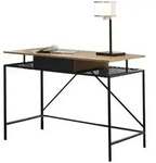 Livetastic Schreibtisch, Natur, Schwarz, Kunststoff, Holzwerkstoff, rechteckig, rund,