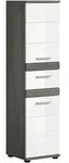 Mid.you Midischrank, Wei&szlig; Hochglanz, Kunststoff, 2 F&auml;cher, 1 Schublade(n)