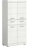 Mid.you Midischrank, Wei&szlig; Hochglanz, Kunststoff, 2 F&auml;cher, 1 Schublade(n)