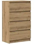 vidaXL Sideboard, Eiche Artisan, Holz, Strukturbuche, 4 Schubladen, Rechteckig,