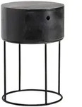 Livetastic Nachttisch, Schwarz, Holz, Mangoholz, massiv, 1 Schublade(n) Schubladen,