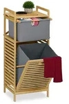 Relaxdays Badregal, Hellbraun, Holz, Textil, 40x95x33 cm, Ordnen & Aufbewahren,