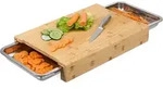 Relaxdays Schneidebrett, Hellbraun, Holz, Metall, Kunststoff, Bambus, Rechteckig,
