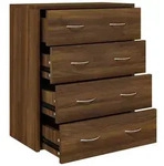 vidaXL Kommode, Dunkelbraun, Holz, Strukturbuche, 4 Schubladen, Rechteckig,
