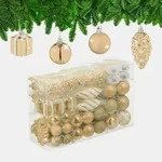 Relaxdays 72-Tlg.weihnachtskugeln-Set, Creme, Kunststoff, 38x24x12 cm, Dekoration,
