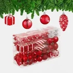 Relaxdays 72-Tlg.weihnachtskugeln-Set, Rot, Kunststoff, 38x24x12 cm, Dekoration,
