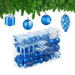 Relaxdays 72-Tlg.weihnachtskugeln-Set, Blau, Kunststoff, 38x24x12 cm, Dekoration,