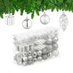 Relaxdays 72-Tlg.weihnachtskugeln-Set, Silber, Kunststoff, 38x24x12 cm, Dekoration,