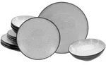 Creatable Tafelservice Malm&ouml;, Schwarz, Grauwei&szlig;, Keramik, 12-teilig, Abstraktes,