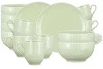 Seltmann Weiden Fr&uuml;hst&uuml;cks-Set, Gr&uuml;n, Keramik, 18-teilig, Rund, 2x2x2 cm, Essen &