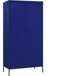 vidaXL Kleiderschrank, Blau, Metall, 4 F&auml;cher, Rechteckig, 90x180x50 cm,