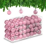 Relaxdays 96-Tlg.weihnachtskugeln-Set, Rosa, Kunststoff, Rund, 3x4x3 cm, Dekoration,