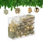 Relaxdays 100-Tlg.weihnachtskugeln-Set, Creme, Kunststoff, 30x24x12 cm, Dekoration,