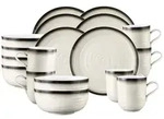 Seltmann Weiden Fr&uuml;hst&uuml;cks-Set, Beige, Grau, Keramik, 18-teilig, Rund, 2x2x2 cm,