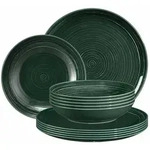 Seltmann Weiden Tafelservice, Dunkelgr&uuml;n, Keramik, 12-teilig, Rund, 2x2x2 cm, Essen