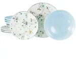 Creatable Tafelservice Candy Drops, Wei&szlig;, Hellblau, Keramik, 12-teilig, Punkte,