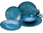 Creatable Tafelservice Capri, Blau, Schwarz, Petrol, Keramik, 12-teilig, Abstraktes,