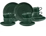 Seltmann Weiden Kaffeeservice, Dunkelgr&uuml;n, Keramik, 18-teilig, 0.26 L, Rund, 2x2x2