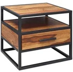 Mid.you Nachtschrank Skyport, Sheesham, Metall, Sheesham, massiv, 1 Schublade(n)