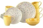 Creatable Kombiservice Joy Gelb-bunt, Creme, Gelb, Keramik, 16-teilig, Punkte, 300