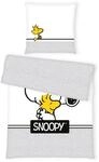 Herding Jugendbettw&auml;sche Snoopy, Wei&szlig;, Textil, 135x200 cm, Oeko-Tex&reg; Standard 100,