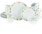 Creatable Kombiservice Happy Birthday, Mehrfarbig, Keramik, 16-teilig, Texte, 300