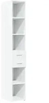 vidaXL Hochschrank, Wei&szlig;, Holz, Strukturbuche, 5 F&auml;cher, 2 Schubladen, Rechteckig,