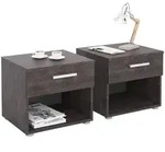 CARO-M&ouml;bel Nachttisch, Dunkelgrau, Holzwerkstoff, Mode, 42x38x30 cm,...