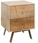 Mid.you Nachtschrank Skyport Sikar, Braun, Metall, Mangoholz, massiv, 2...