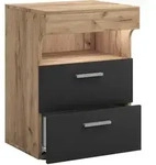 Livetastic Nachtschrank, Anthrazit, Honigeiche, Kunststoff, 2 Schublade(n)