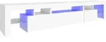 vidaXL Tv-Schrank, Wei&szlig;, Holz, 3 F&auml;cher, Rechteckig, 215x40x36.5 cm, Wohnzimmer,
