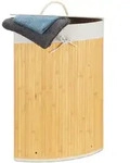 Relaxdays W&auml;schekorb, Creme, Holz, Textil, 49.5x65x37 cm, Ordnen & Aufbewahren,