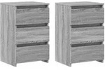 vidaXL Nachttisch, Silbereichen, Holz, Strukturbuche, 1 F&auml;cher, 3 Schubladen,