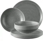 Seltmann Weiden Tafelservice, Grau, Keramik, 12-teilig, Rund, 2x2x2 cm, Essen &
