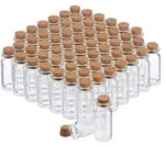 Relaxdays Fl&auml;schchen, Transparent, Glas, Naturmaterialien, 2x5.5x2 cm,