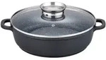 GSW Servierpfanne Gourmet Granit, Schwarz, Metall, 2,4 L, rund, mit Dampfablass,