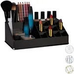 Relaxdays Kosmetikorganizer, Schwarz, Kunststoff, 22x8x12.5 cm, Badaccessoires,