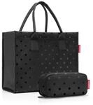 Reisenthel Einkaufstasche Daily shopper set #1 glossy dots black, Schwarz, Textil,
