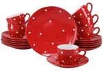 Creatable Kaffeeservice Polka Dots bunt, Rot, Wei&szlig;, Keramik, 18-teilig, 200 ml,200