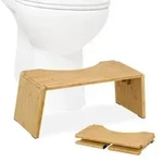 Relaxdays Toilettenhocker, Hellbraun, Holz, Metall, Kunststoff, Bambus, 48.5x19x20