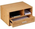 Relaxdays Schreibtisch-Organizer, Hellbraun, Holz, Metall, 40x22x31 cm,