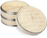Relaxdays Dampfgarer, Hellbraun, Holz, Metall, 25.5x15.5x25.5 cm, Kochen, T&ouml;pfe,