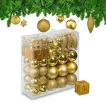 Relaxdays Weihnachtskugeln-Set, Gold, Kunststoff, 8x9x8 cm, Dekoration,